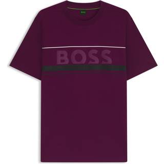 T-shirt i bomuldsjersey med striber og logo