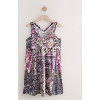 Next Purple Paisley Print Sleeveless V-Neck Slouch Dress