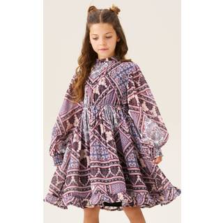 Angel & Rocket Angel & Rocket Purple Adrienne Balloon Sleeve Boho Print Dress