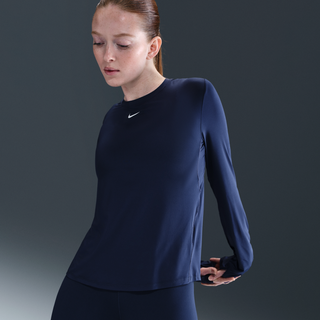 Langærmet Nike One Classic Dri-FIT-trøje til kvinder - blå - XL (EU 48-50)