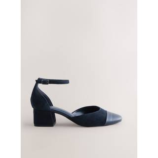 Next Navy Suede Premium Suede Toe Cap Block Heels