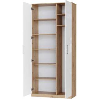 NORDIC skab, høj model, 100cm - farve Skab: Vild Eg, Front: Hvid Højglans