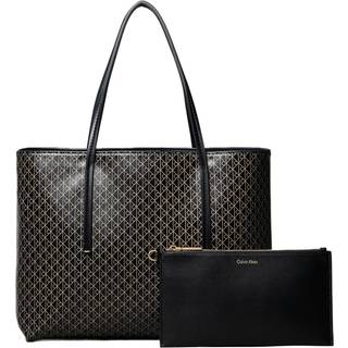 Allover Monogram Logo Small Tote Bag with Pouch - Black - One Size