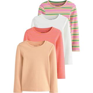 Next Pink/Orange Long Sleeve Ribbed T-Shirts 4 Pack (3-16yrs)