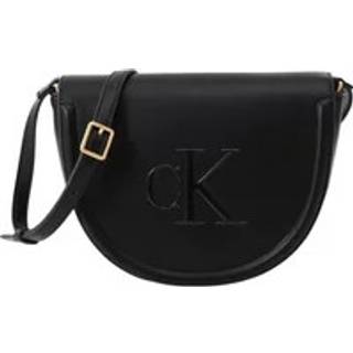 Embossed Monogram Logo Saddle Bag - Black - One Size