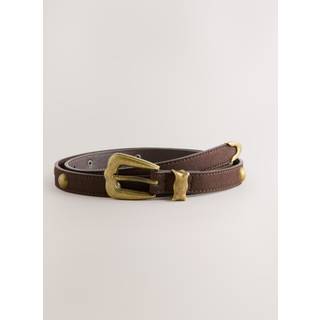 Next Chocolate Brown Skinny PU Domed Stud Belt