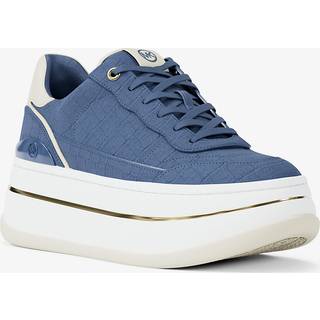 MK Hayes Crocodile Embossed Suede Platform Trainers - Blue - Michael Kors - EU 41