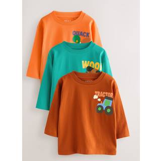 Next Multi Character Long Sleeve Graphic Print T-Shirts 3 Pack (3mths-7yrs)