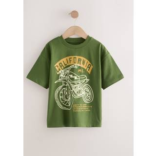 Next Green Motorbike Relaxed Fit Short Sleeve Graphic Print T-Shirt (3-16yrs)