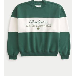 Hollister Hollister Grøn Løstsiddende Destination Graphic Tryk Sweatshirt med Cinched Bottom