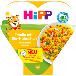 HiPP Bio menuer Paella med økologisk kylling og farverige grøntsager fra 1 år 73.44 DKK/1 kg (6 x 250.0g)