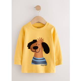 Next Yellow Boucle Dog Long Sleeve Appliqué T-Shirt (3mths-7yrs)