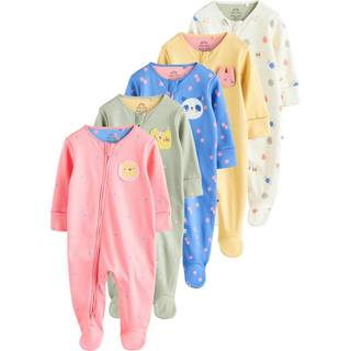 Next Pink/Blue Baby Two Way Zip Sleepsuits 5 Pack (0mths-2yrs)