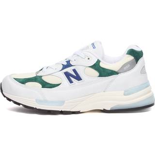 New Balance Unisex Made in USA 992 i Hvid/Grøn Suede/Mesh, Størrelse 42