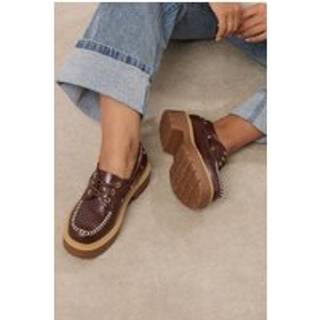 Yours Curve Yours Curve Brown Extra Wide Fit Chunky Lace Up Boat Shoes