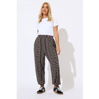 Yours Curve Yours Curve Folk Floral Print Lines Cuffed Harem Trousers