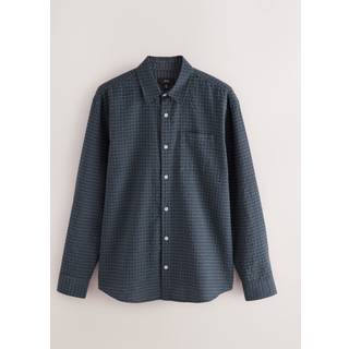 Next Indigo Blue Textured Check Long Sleeve Shirt