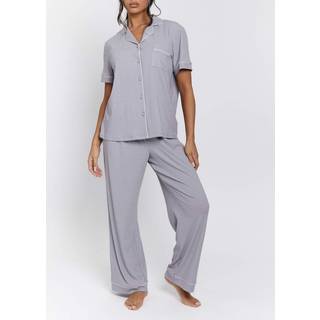 Loungeable Loungeable Superblød Jersey Rib Traditionel Kortærmet Lang Pyjamas Sæt