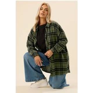 Yours Curve Yours Curve Green Oversized Check Shirt