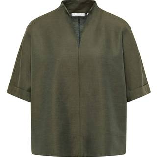 Linen Shirt Blouse in olive plain