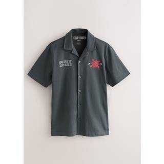 Next Charcoal Grey Guns N' Roses Band Graphic Print Polo Shirt