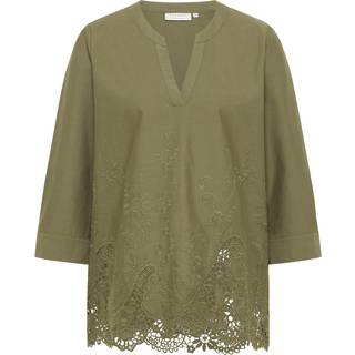 slip-on blouse in olive structured