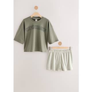 Next Sage Green Gingham Short Set Pyjamas
