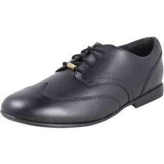 Clarks Clarks Black Leather Standard Fit (F) Older Girls Finja Wing Brogues - EU 37 (UK 4 F)
