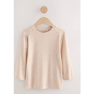 Next Oatmeal Soft Touch Ribbed Elbow Length Sleeve Crew Neck Top Containing TENCEL Lyocell