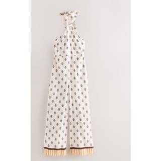 Next Cream Halter Neck Wide Leg Jumpsuit