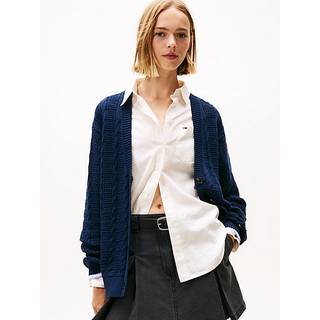 Tommy Flag Relaxed Cable Knit Cardigan