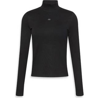 Ribbed Cotton Turtleneck Top - Black - M