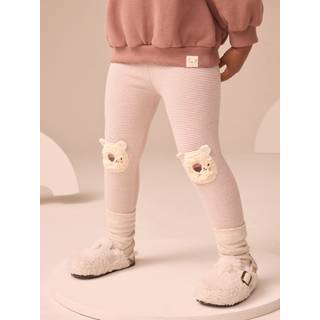 Next Ecru Stripe Bear Knee Embellished Leggings (3mths-7yrs)