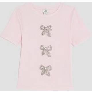 River Island River Island Girls Ribbed Bow T-Shirt