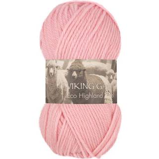 Viking Eco Highland Wool 263 Lys rosa Indhold: 100% Uld Vægt/længde: 50 gram = ca. 110 meter Anbefalede pinde: 4-4.5 mm Strikkefasthed: 10 cm = 20 m Vask: Finvask Max 30 ºC / Tørres fladt.