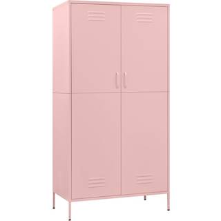 Klædeskab 90X50X180 Cm Stål - Lyserød
