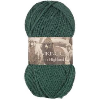 Viking Eco Highland Wool 233 Mørk grøn Indhold: 100% Uld Vægt/længde: 50 gram = ca. 110 meter Anbefalede pinde: 4-4.5 mm Strikkefasthed: 10 cm = 20 m Vask: Finvask Max 30 ºC / Tørres fladt.