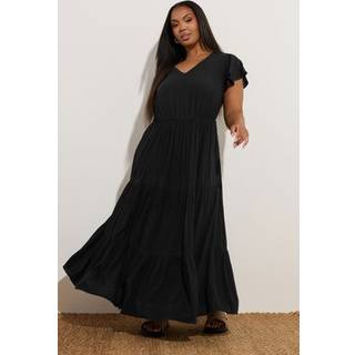 Yours Curve Yours Curve Black Crinkle Throw On Smock Dress
