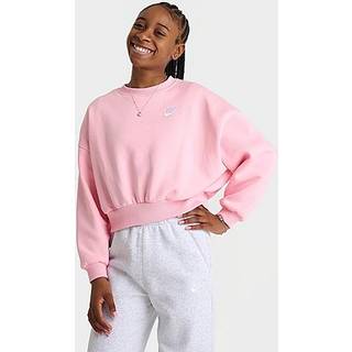 Nike Club Fleece-sweatshirt med firkantet pasform og rund hals til piger - Pink - S