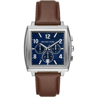 MK Oversized Rhys Silver-Tone and Leather Watch - Silver - Michael Kors - ONE SIZE