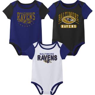 Outstuff NFL Nyfødt baby og spædbarn kortærmet bodysuit sort 3-pakke-Baltimore Ravens 3-6m