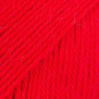 DROPS Flora 33 Stærk rød (Uni Colour) Indhold: 65% Peruvian Highland Uld, 35% Superfin Alpaca Garngruppe: A (23 - 26 masker) / 4 ply / fingering Vægt/længde: 50 g = ca. 210 meter Anbefalede pinde: 3 mm Strikkefasthed: 10 x 10 cm = 24 m x 32 p Håndvask, max 30°C / Tørres fladt / Kan filtes.