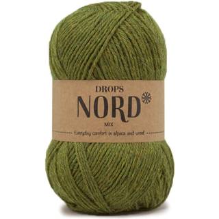 DROPS Nord 10 Citrongræs (Mix) Indhold: 45% Superfin Alpaca, 30% Polyamid, 25% Peruviansk Highland Uld Garngruppe: A (23 - 26 masker) / 4 ply / fingering Vægt/længde: 50 g = ca. 170 meter Anbefalede pinde: 3 mm Strikkefasthed: 10 x 10 cm = 24 m x 32 p Håndvask, max 30°C / Tørres fladt.