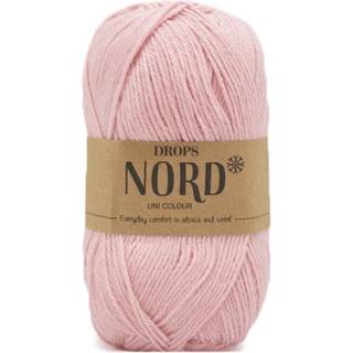 DROPS Nord 12 Støvet rosa (Uni Colour) Indhold: 45% Superfin Alpaca, 30% Polyamid, 25% Peruviansk Highland Uld Garngruppe: A (23 - 26 masker) / 4 ply / fingering Vægt/længde: 50 g = ca. 170 meter Anbefalede pinde: 3 mm Strikkefasthed: 10 x 10 cm = 24 m x 32 p Håndvask, max 30°C / Tørres fladt.