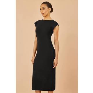 Yumi Yumi Black Knitted Ruched Midi Dress - Large
