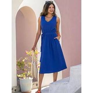 Pour Moi Pour Moi Blue Built Up Shoulder Slub Jersey Midi Dress