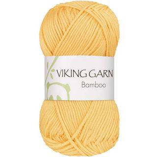 Viking Bamboo 645 Lys gul Indhold: 50% Bomuld, 50% Bambus Vægt/længde: 50 g = ca. 110 meter Anbefalede pinde: 3.50 - 4.00 mm Strikkefasthed: 10 x 10 cm = 22 m Maskinvask 40°C / Tørres fladt.