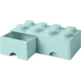 LEGO Storage Brick Drawer 8 - stor opbevaringsklods med 2 skuffer - 50 x 25 cm - aqua