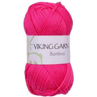 Viking Bamboo 664 Mørk pink Indhold: 50% Bomuld, 50% Bambus Vægt/længde: 50 g = ca. 110 meter Anbefalede pinde: 3.50 - 4.00 mm Strikkefasthed: 10 x 10 cm = 22 m Maskinvask 40°C / Tørres fladt.