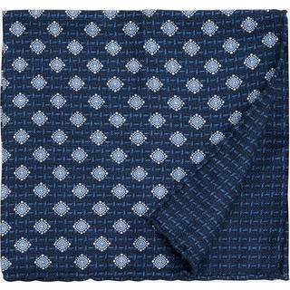 Brunello Cucinelli Printed Silk Pocket Square Navy